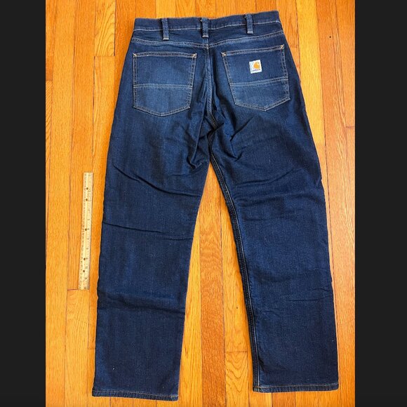 Men's Carhartt Fleece-Lined Denim Work Pants, Like New, Relaxed Fit, 32x30 - Picture 2 of 3
